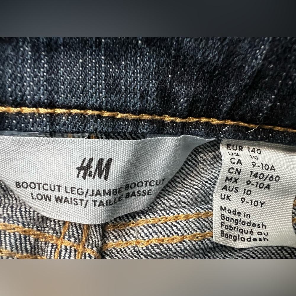 H&M Bootcut Leg Low Jeans Dark Denim Blue Wash Adjustable Waist Girls Size 10 #3 - Picture 9 of 10